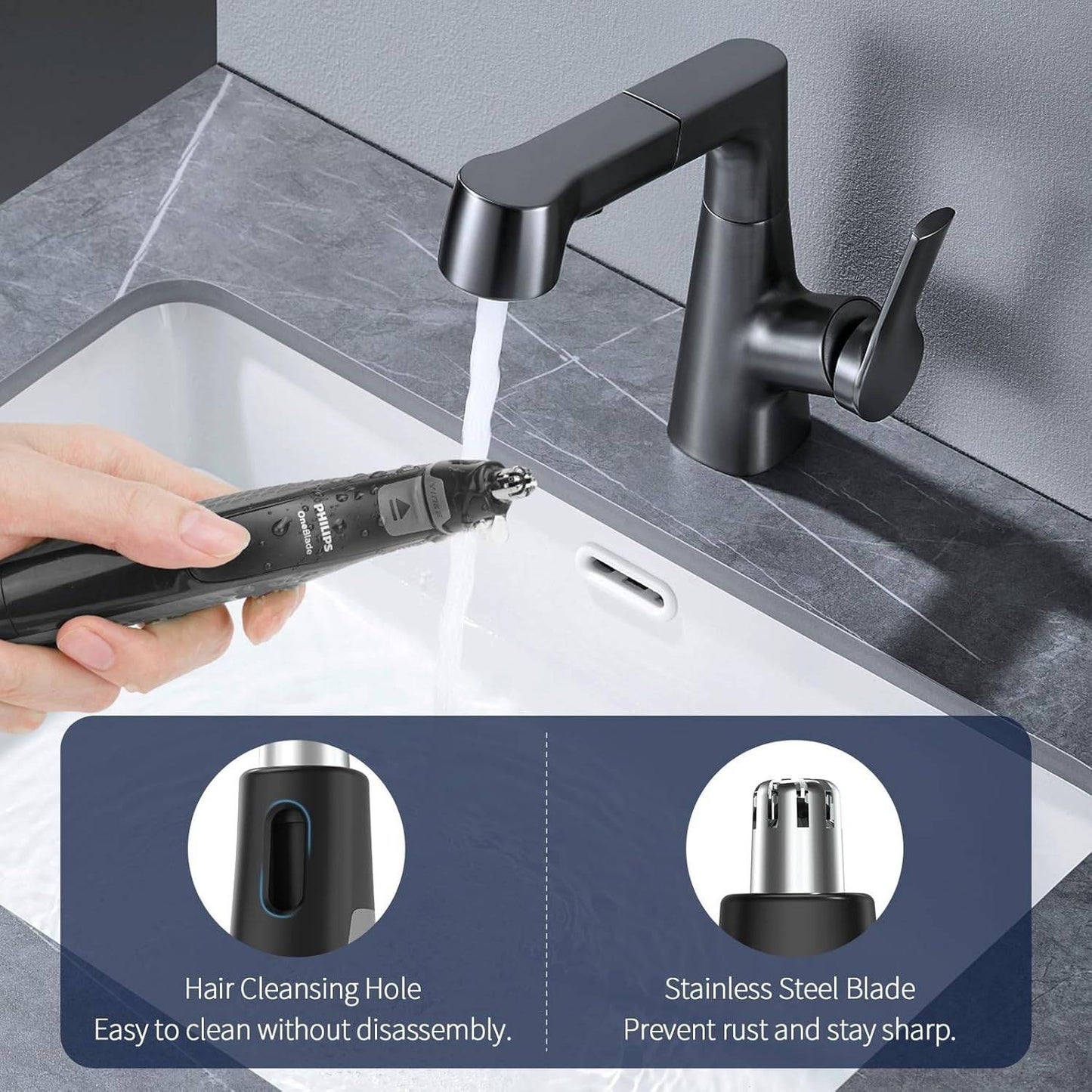 Nose Hair Trimmer Replacement Heads Compatible with OneBlade QP2520 QP2630 QP2724 QP2734 QP2834 One Blade 360 Electric Shaver