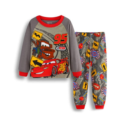 Kids Pajamas Sets Baby Girls and Boys Lightning Mcqueen Pyjamas Cotton Clothes 95 Car Cartoon Long sleeve T-shirt+Pants pyjama