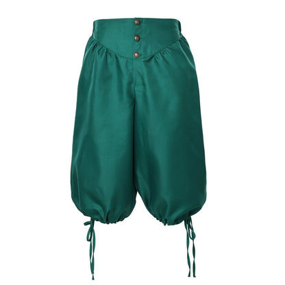 Calções de Fantasia de Pirata Calças de Pirata Calças Medievais Renascentistas Viking Cosplay com Amarração nas Costas