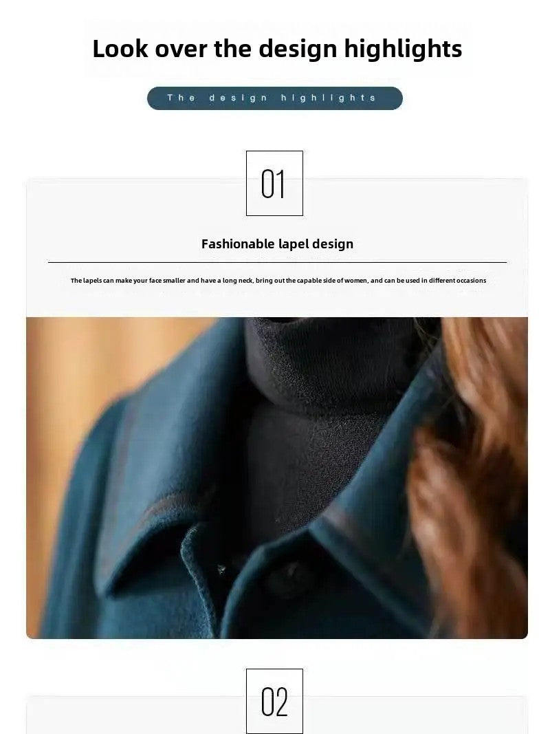 Fashionable Age-Reducing Double-Sided Woolen Coat Medium-Length 2024 Spring New Loose-Fit Slimming Woolen Jacket For Women