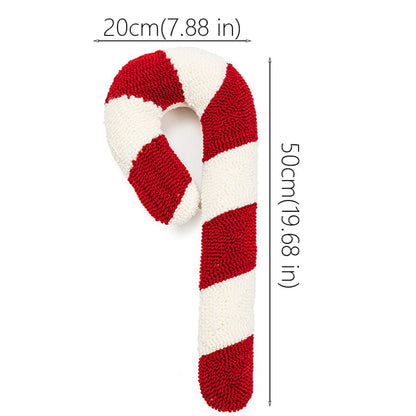 Christmas Candy Pillow with Stuffing Fluff Knitted Throw Pillow for Car Sofa Bedroom Decorating
