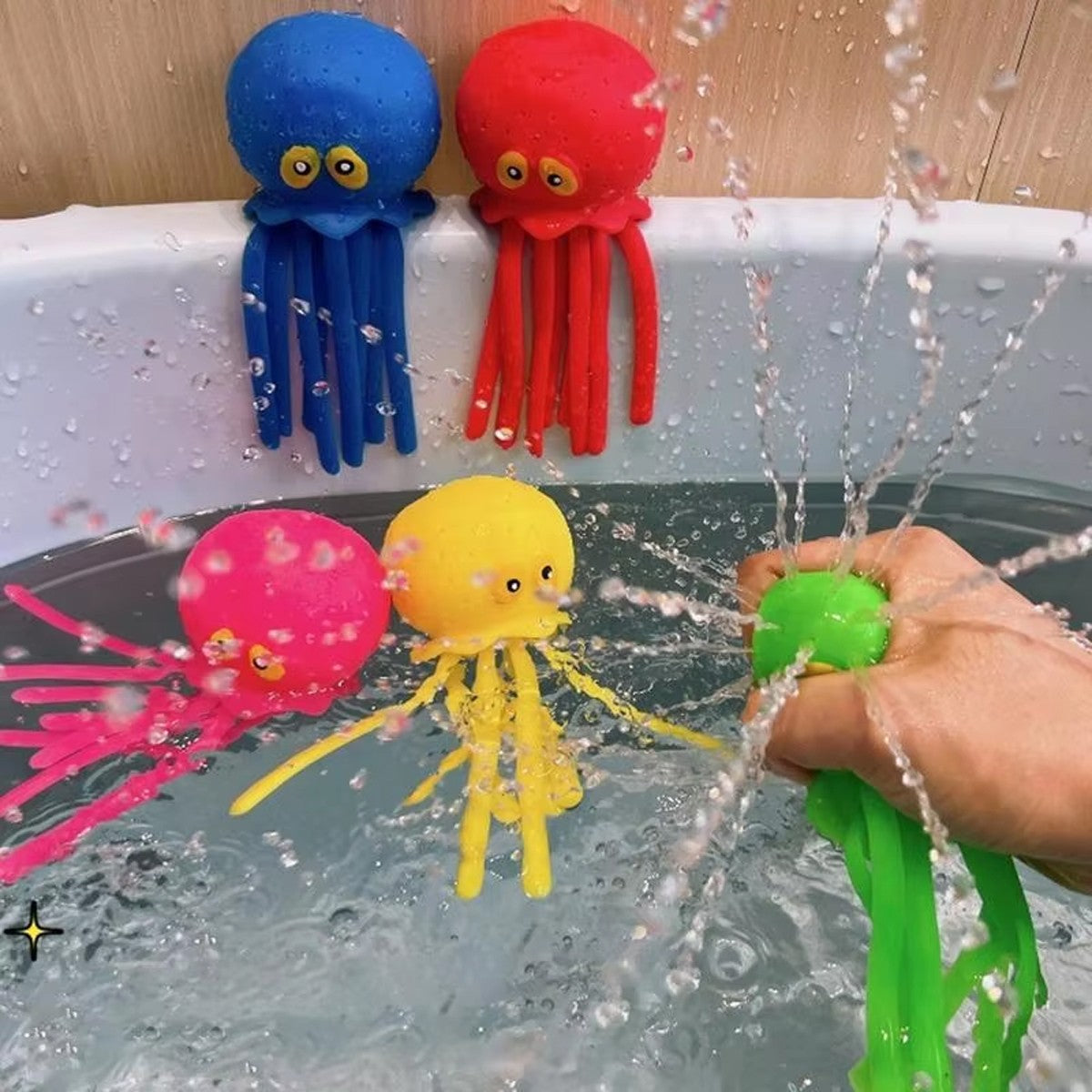 1/2/3/4Pcs Squeeze Water Octopus Stress Relief Toy Children Bathing Playing With Water Shower Decoration Summer Swimming Gifts