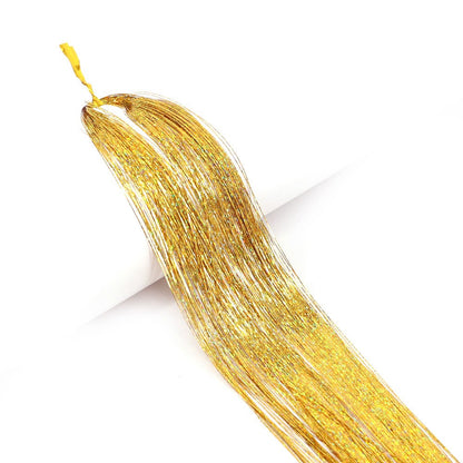 Kit de Fios Brilhantes Coloridos de Glitter para Cabelo, Fio de Cabelo Dourado Brilhante, Extensões de Corda, Acessórios de Cabelo para Mulheres, Enfeite de Cabelo