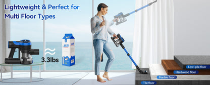 INSE V50 Cordless Vacuum Cleaner Powerful Suction 6-in-1 Lightweight Stick Vacuum with Rechargeable Battery for Carpets Pet Hair