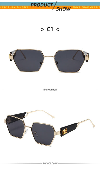 Metal Rectangle Sunglasses Women Fashion High Quality Frame Glasses Vintage Brand Designer Eyewear UV400