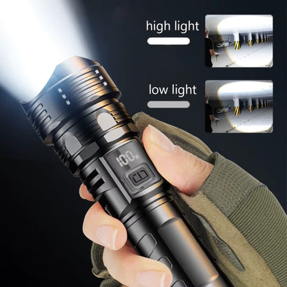 USB Rechargeable High Power LED Flashlight Super Bright Torch, Portable Hand Light for Camping, Hiking  Emergency Survival