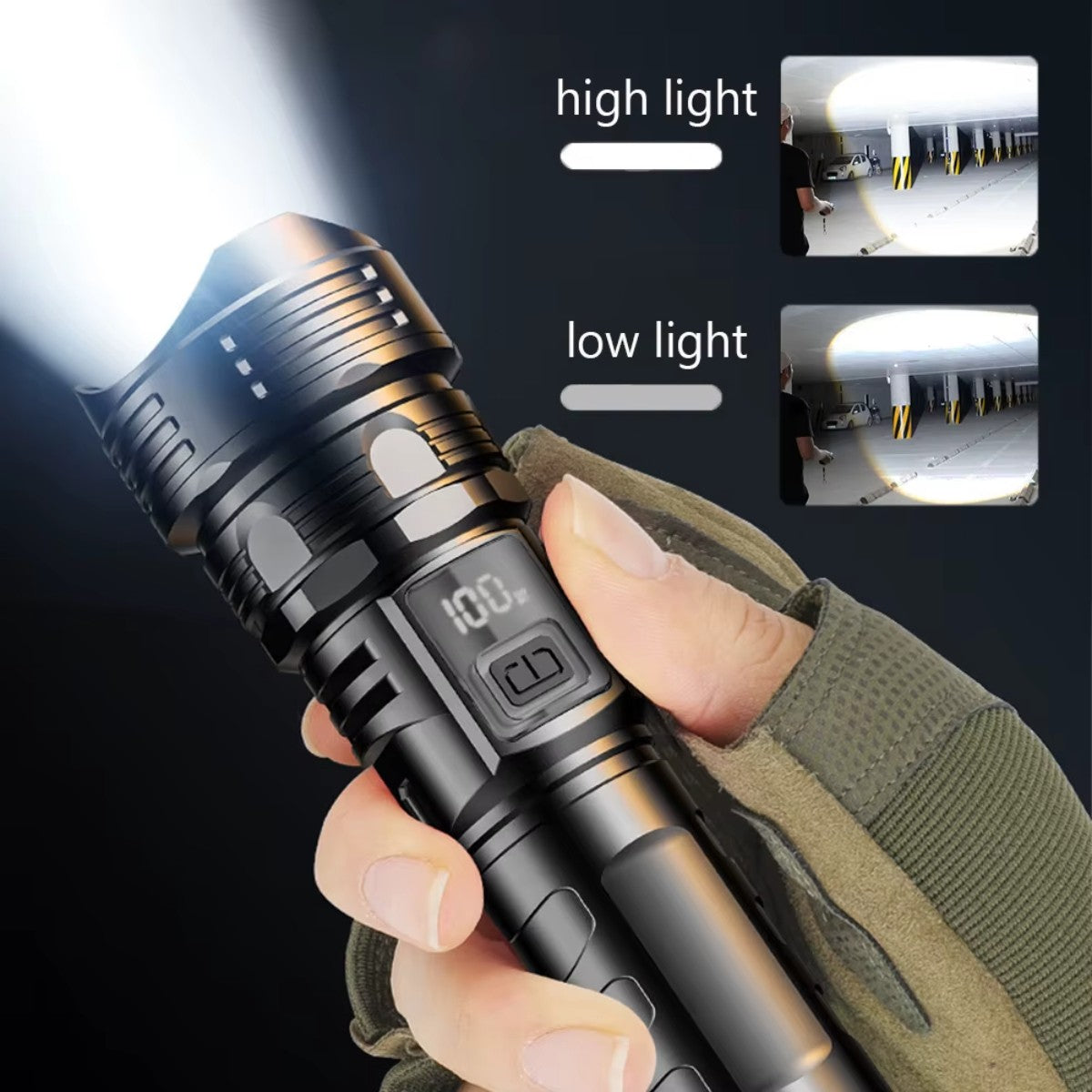 USB Rechargeable High Power LED Flashlight Super Bright Torch, Portable Hand Light for Camping, Hiking  Emergency Survival
