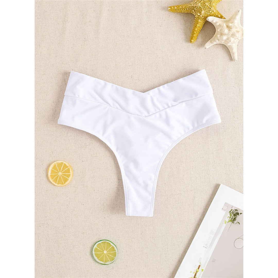 S - XL High Waist High Leg Cut Bikini Bottom Swim Brief Women Swimwear Female Bather Brazilian Tanga Panties Underwear K7095