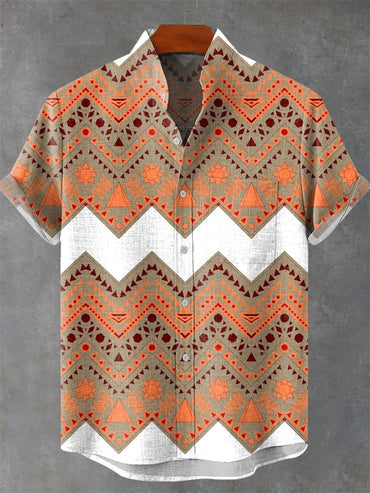 Fashionable Casual Men's Shirt Short Sleeve 3D Medusa Print Pattern Linen Clothing Hawaiian Flower Top