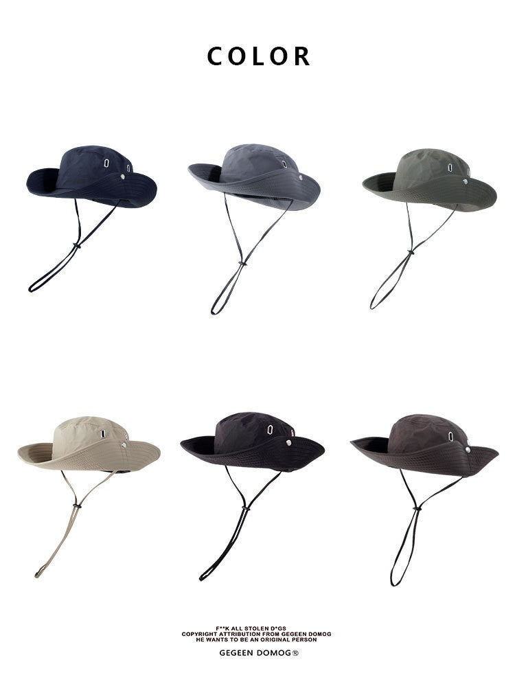 Womens Windproof Outdoor Sun Hat Summer UV Protection Bucket Safari Wide Brim Fisherman Cap Cowboy Men Fishing Hiking Beach Hats