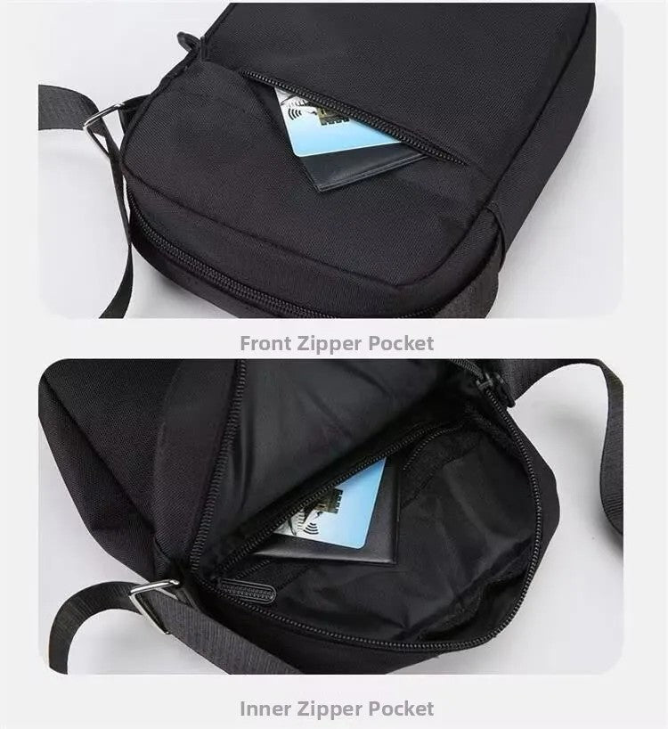 Men's Shoulder Bag with Leaf Design "Not Cheap Just Rich" Slogan Fashion Portable Male Small Crossbody Bags Leisure Phone Bag