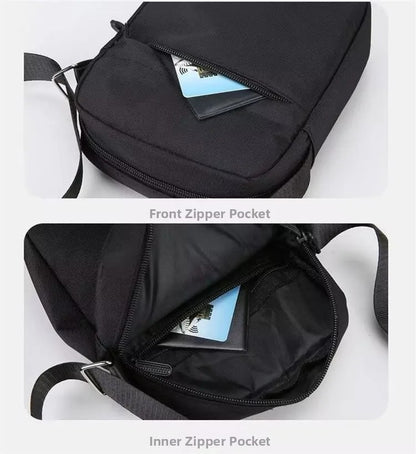 Men's Shoulder Bag with Leaf Design "Not Cheap Just Rich" Slogan Fashion Portable Male Small Crossbody Bags Leisure Phone Bag