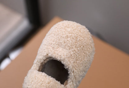 Children Fur Shoes 2024 Winter Kids Warm Plush Shoes For Girl Flat Loafers Moccasins Girls Casual Shoes Khaki, Beige