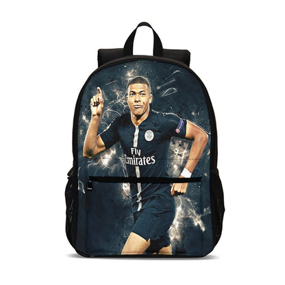 M-Mochila Esportiva Mbappes Football com Zíper Relâmpago Mochila Escolar Esportiva Mochila Escolar Jogador Estrela Mochilas para Livros