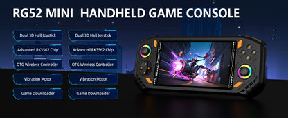RG52 Mini Retro Handheld Game Console 5.5 Inch IPS Screen EmuELEC&RGBOX Dual System 22000+ Games WIFI Playing Potable Video Game