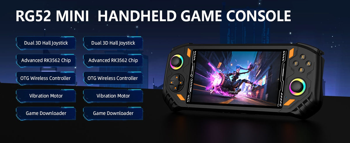 RG52 Mini Retro Handheld Game Console 5.5 Inch IPS Screen EmuELEC&RGBOX Dual System 22000+ Games WIFI Playing Potable Video Game