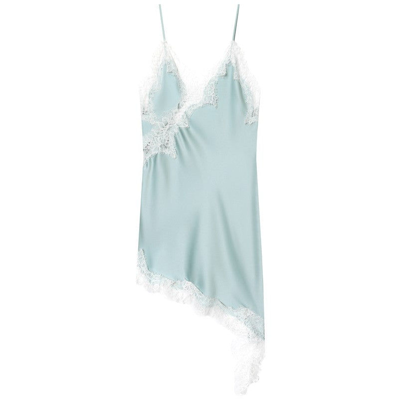 HXAO Womens Dresses Lace Asymmetric Slip Dress Summer 2025 Sexy Evening Dresses Ladies Mini Brown Sleeveless Backless Vestidos