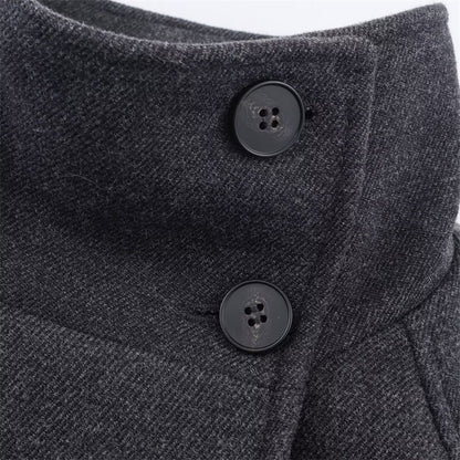 Women's Coat 2025 Autumn and Winter New Style Gray Long-Sleeve Belted Single-Breasted Stand Collar Loose Coat Fashionable