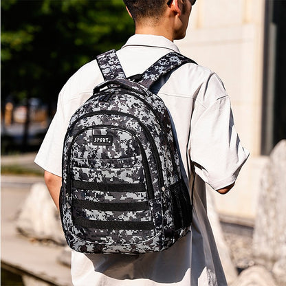 Mochila camuflada unissex | bolsa de viagem multi-bolso, adequada para atividades ao ar livre e viagens curtas - mochila de trilha preta