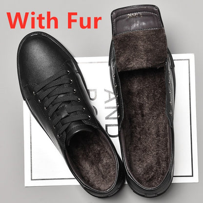 New Sneakers Men Shoes Genuine Leather Mens Casual Shoes Flat Male Footwear Fashion Black White Shoes Tenis Masculino Skateboard