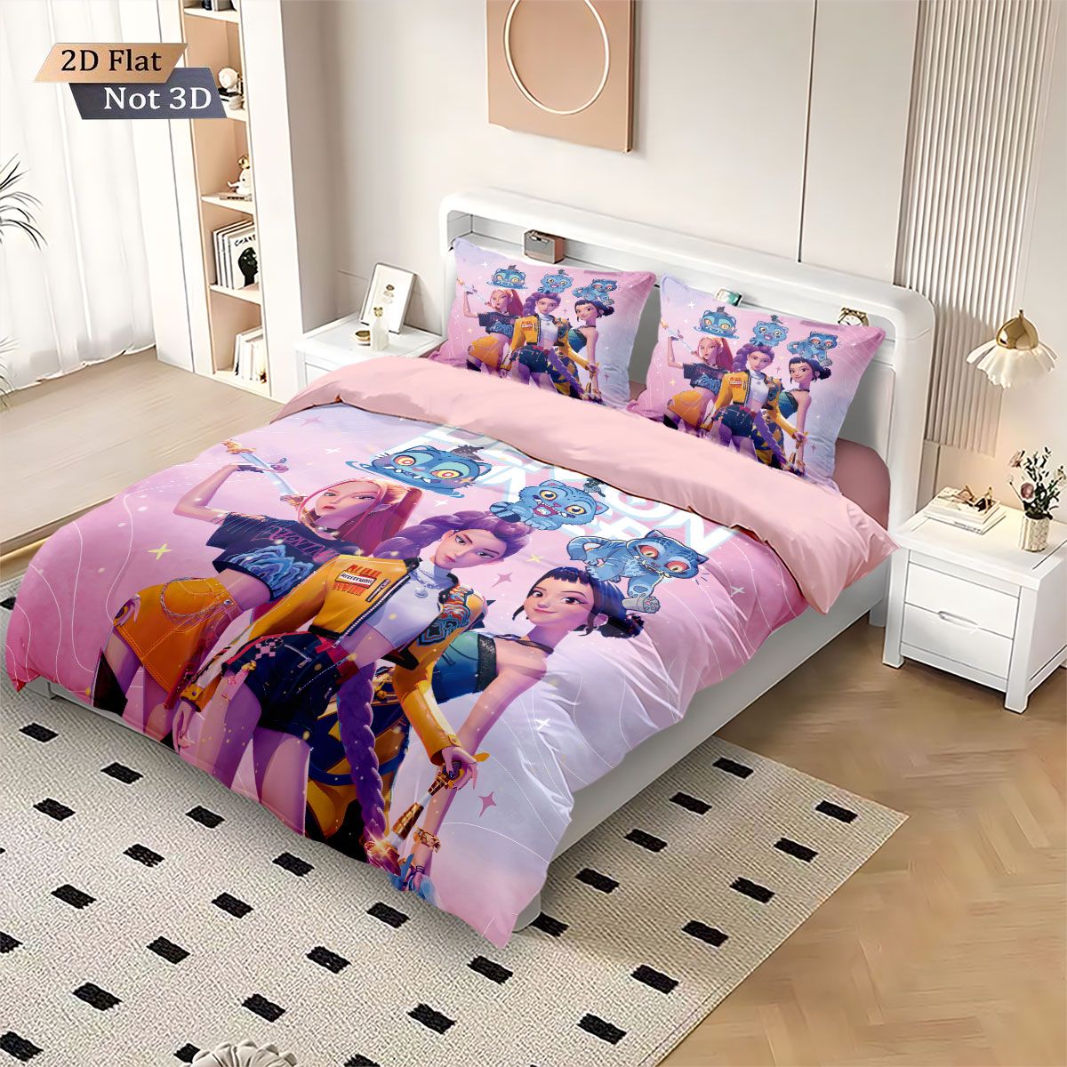 3pcsK-Pop Demon Hunters Printed Chipless Bedding, Multi Sized Bedding, Dormitory duvet Cover, Soft Machine Washable Decoration