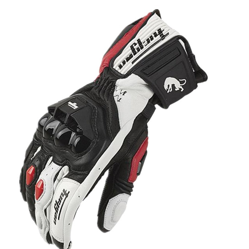Luvas de Couro Genuíno para Motociclistas Masculinas Luvas de Motocross Corta-vento para Pilotagem ao Ar Livre Equipamento de Proteção para Motociclismo com Tela Sensível ao Toque