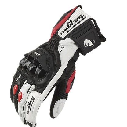 Luvas de Couro Genuíno para Motociclistas Masculinas Luvas de Motocross Corta-vento para Pilotagem ao Ar Livre Equipamento de Proteção para Motociclismo com Tela Sensível ao Toque