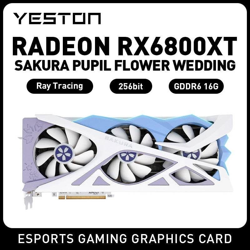 ?Placa de Vídeo Yeston AMD Radeon RX 6800 XT 16GB GDDR6 XTream Edition (Sakura Bride Limited) - GPU de Alto Desempenho para Jogos