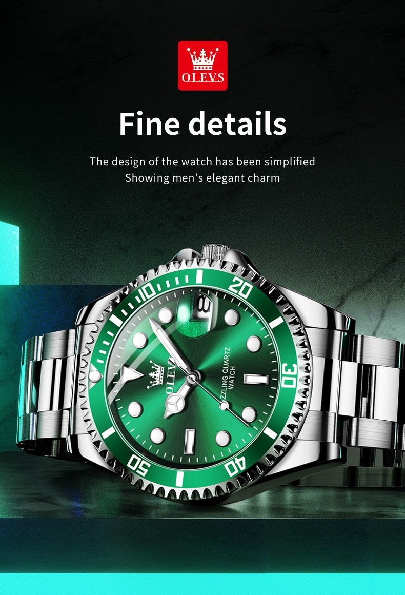 OLEVS 5885 Man Watch Original Brand Waterproof Quartz Watch Stainless Steel Strap Automatic Date Mens Gifts Watches For Man