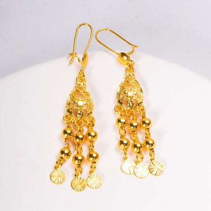 AU999 24K Gold Women's Ear Hanging Earrings - Elegant Dangle Jewelry