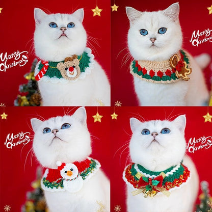 Roupa de Gato Fantasia Ano Novo 2026 Coleira de Cachorro Gato Natal Doce Lenço para Pet Gatinho Cachorrinho Roupa de Fantasia Festival da Primavera Fofa