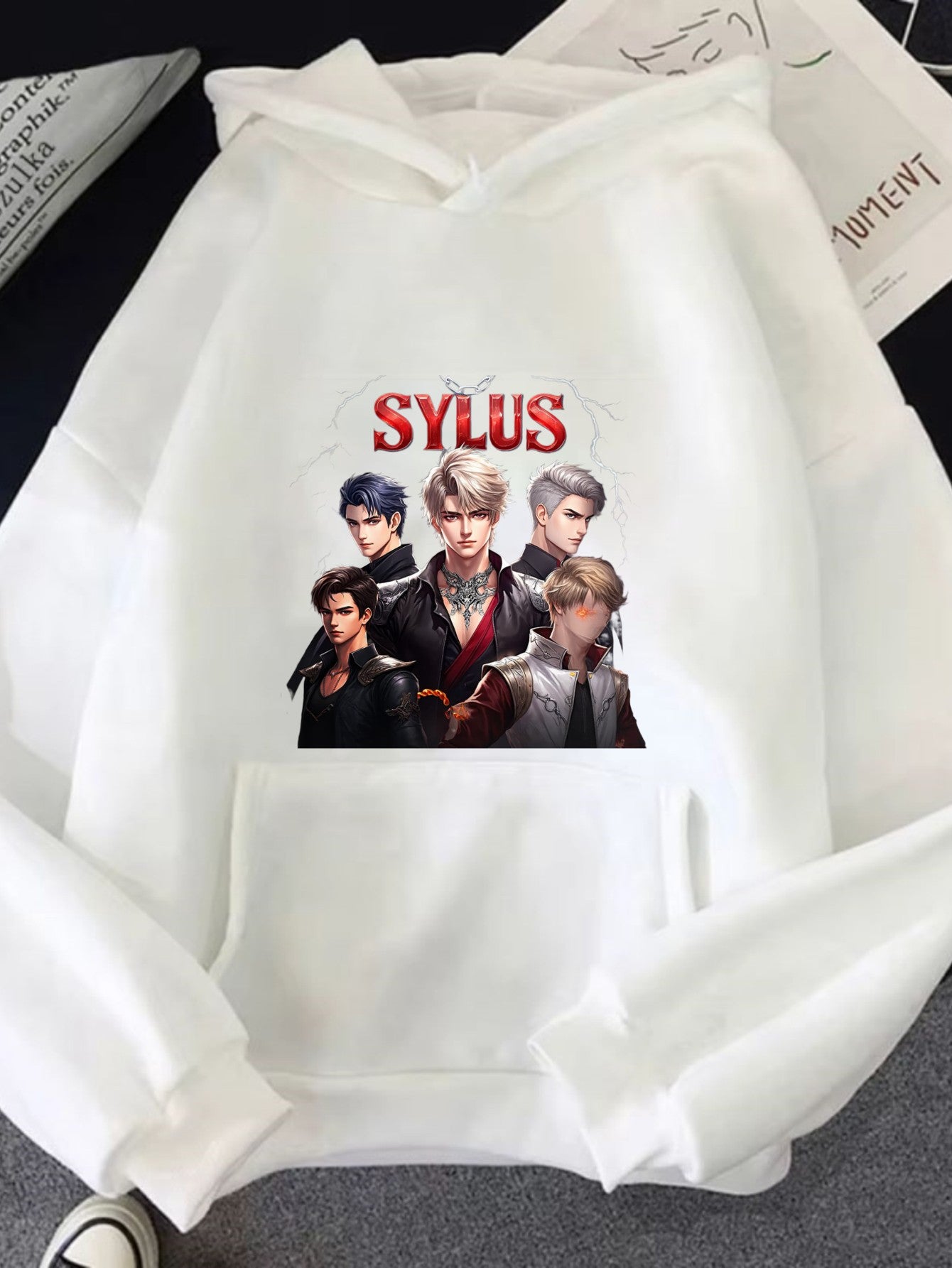 Men's Hoodie Black Sylus Printed Pattern & Text High Quality Cotton Casual Streetwear for Daily Wear and Gaming Fans