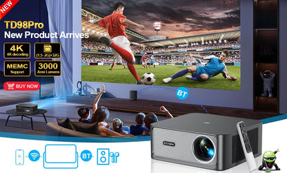 ThundeaL TD95W Android Projector Full HD 1080P WiFi 2K 4K Home Cinema Portable Smart TV Video Movie Meeting Led TD95 Projecter