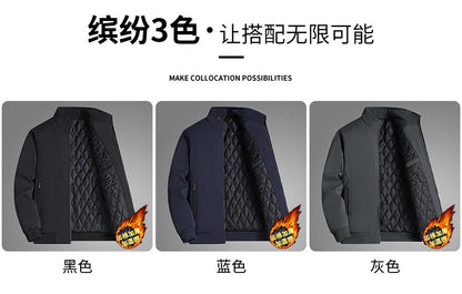 Winter Men's Fleece Warm Jackets Bomber Fashion Parkas Outerwear Coats Men Casual Windbreaker Jacket Classic Solid Thermal Coat