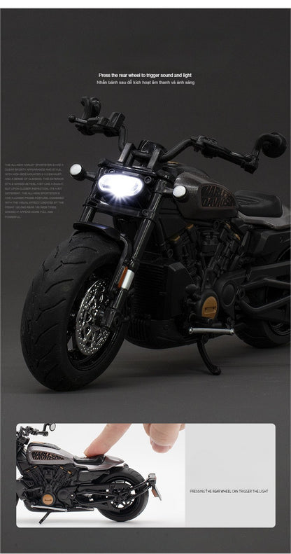 Simulação 1/12 Escala Harley Sportster S Moto Liga Modelo Moto Diecast Modelo Moto Corrida de Rua Presente Para Crianças