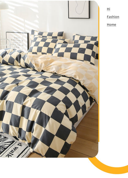 3pcs Checkered Pattern Print Duvet Cover Set, Soft Skin-Friendly Bedding Set Includes 1 Duvet Cover And 2 Pillowcases