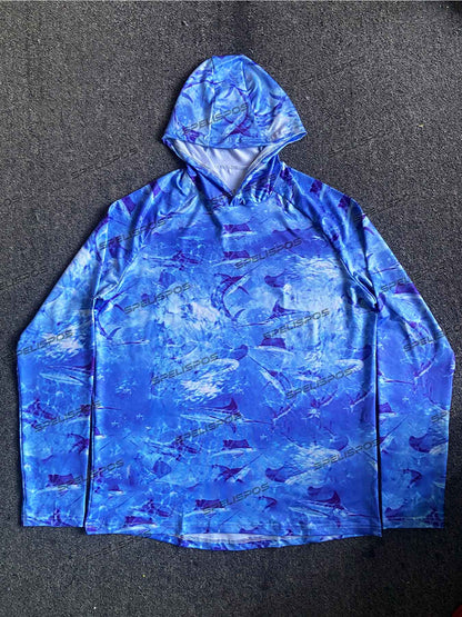 Fishing Shirts UPF 50+ Fish Maillot Tops Wear Beach Gear Hoodies Anti-UV Yacht Sea Angling Sports Uniform Jersey Running Hood