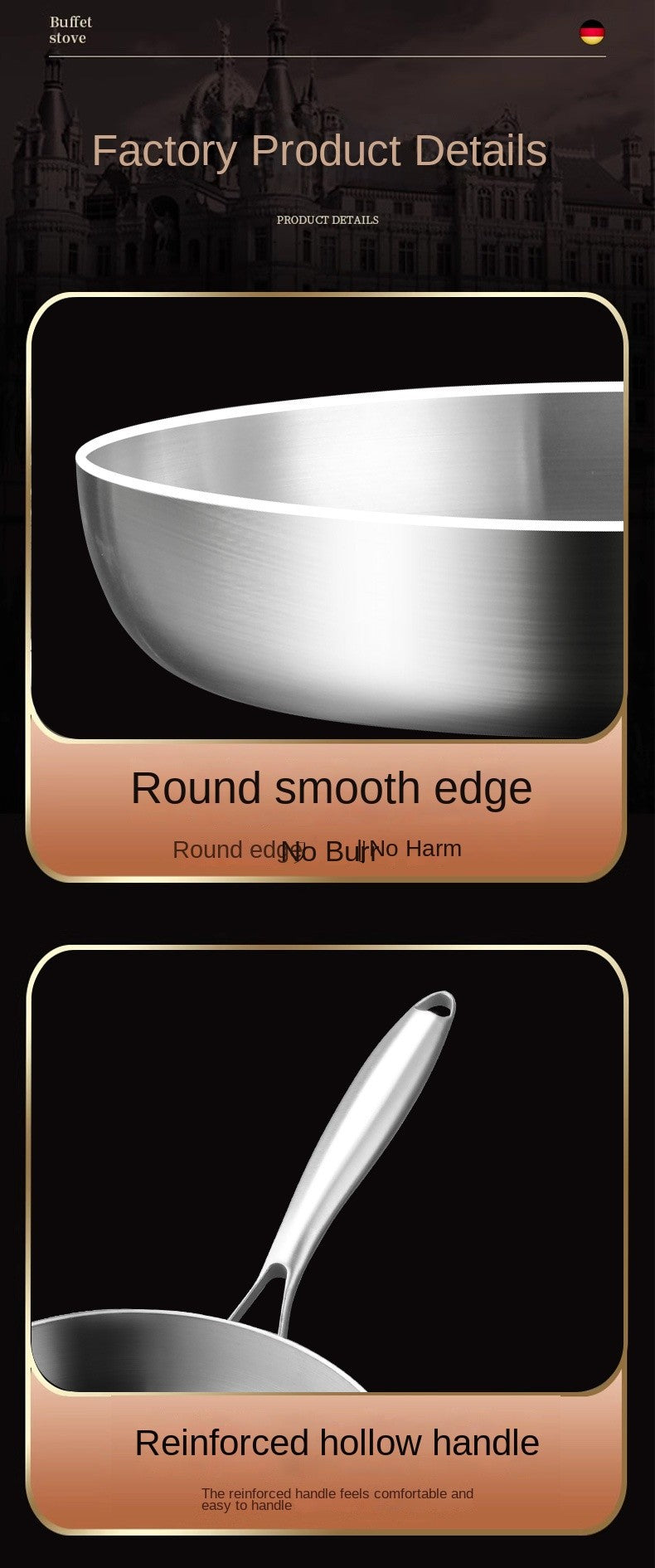 316 Stainless Steel Frying Pan Wok NonStick Pan Fried Steak Pot Uncoated Kitchen Cookware For Gas Stove and Induction Cooker Wok