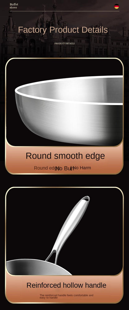 316 Stainless Steel Frying Pan Wok NonStick Pan Fried Steak Pot Uncoated Kitchen Cookware For Gas Stove and Induction Cooker Wok