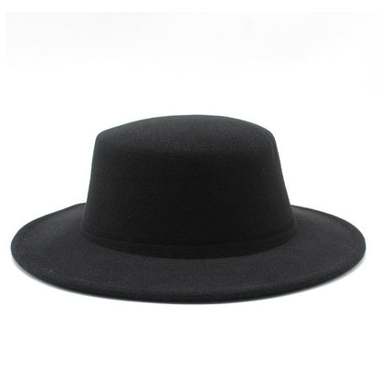 Autumn Winter Kids Felted Fedoras Hats for Boys Girls Solid Imitation Woolen Flat top Jazz Caps Childs Formal Dress Hats
