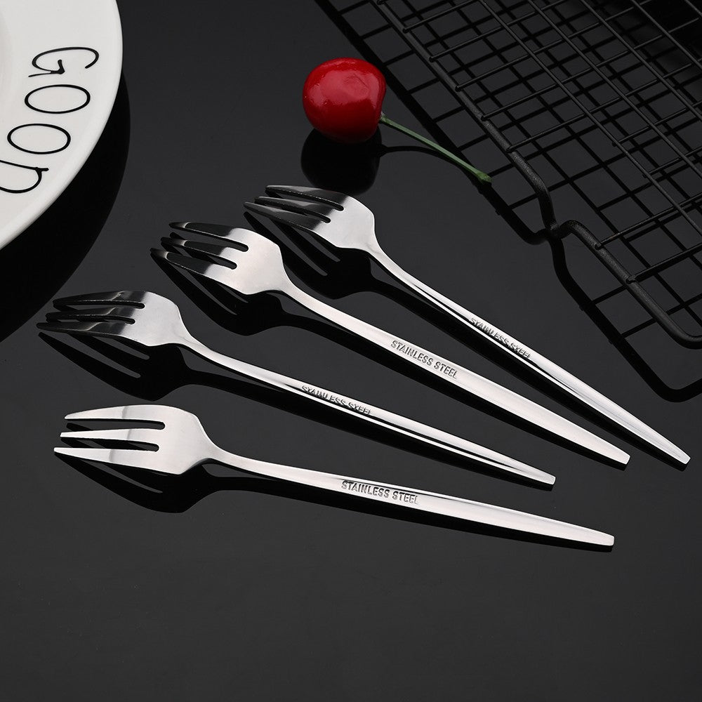 4Pcs Gold Fruit Cake Dinnerware Set Mirror Stainless Steel Tea Fork Set Snack Dessert Fork Small Salad Cutlery Kitchen Utensils