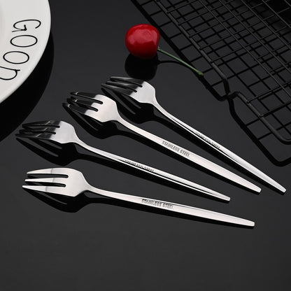 4Pcs Gold Fruit Cake Dinnerware Set Mirror Stainless Steel Tea Fork Set Snack Dessert Fork Small Salad Cutlery Kitchen Utensils