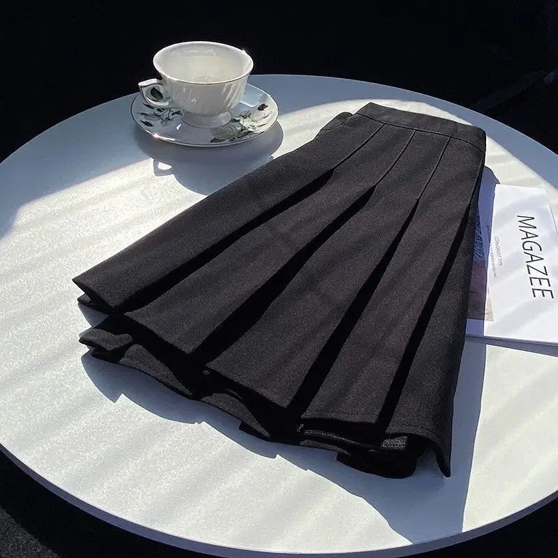 Plus Size High Waist Black Pleated Mini Skirt Sweet School Uniform Style A- Line plus Size Skirt Spring Summer Autumn Small F...