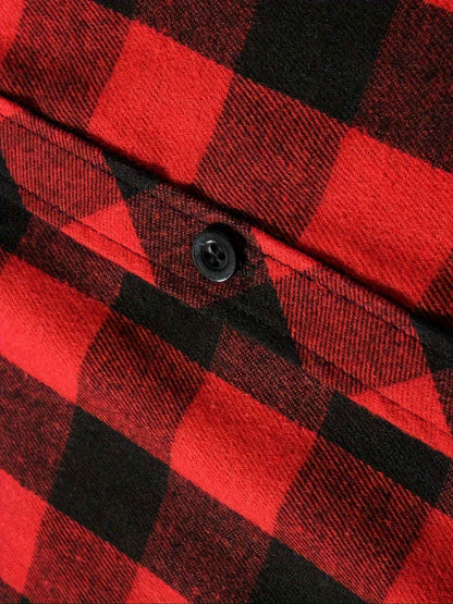 Youth Fashion Street Hooded Plaid Shirt Men's Slim Fit Long Sleeved Shirt Couple Travel Casual Shirt Men's Sports Shirt Jacket
