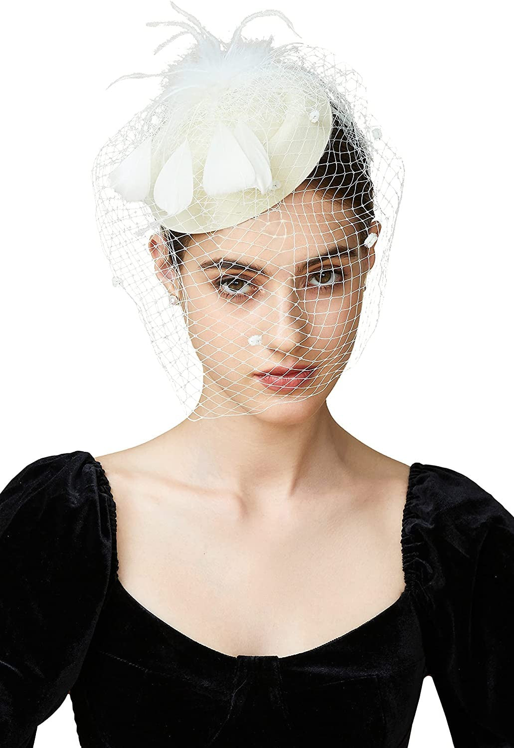 Fascinator Hat Veil Feather Fascinator Hair Clip Tea Party Pillbox Derby Hat Fascinator Bridal Wedding Veil