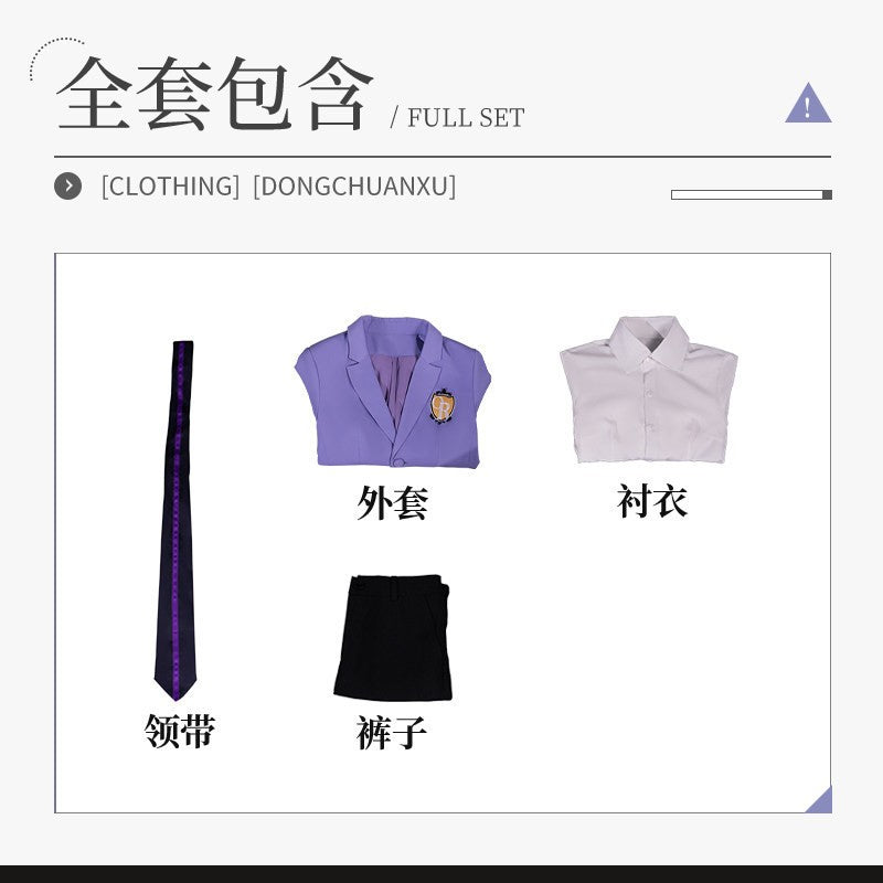 Ouran High School Host Club Haruhi Fujioka Cosplay Costume DK Uniform Purple Suit Anime Roleplay Men Women Full Set