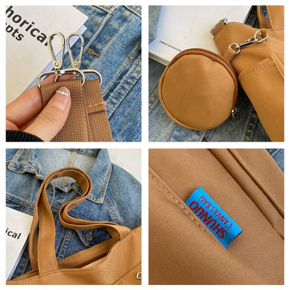 Simplicity Oxford Canvas Composite Shoulder Bag Solid Color Versatile Lazy Style Crossbody Bag Large Capacity Commuter Tote Bag