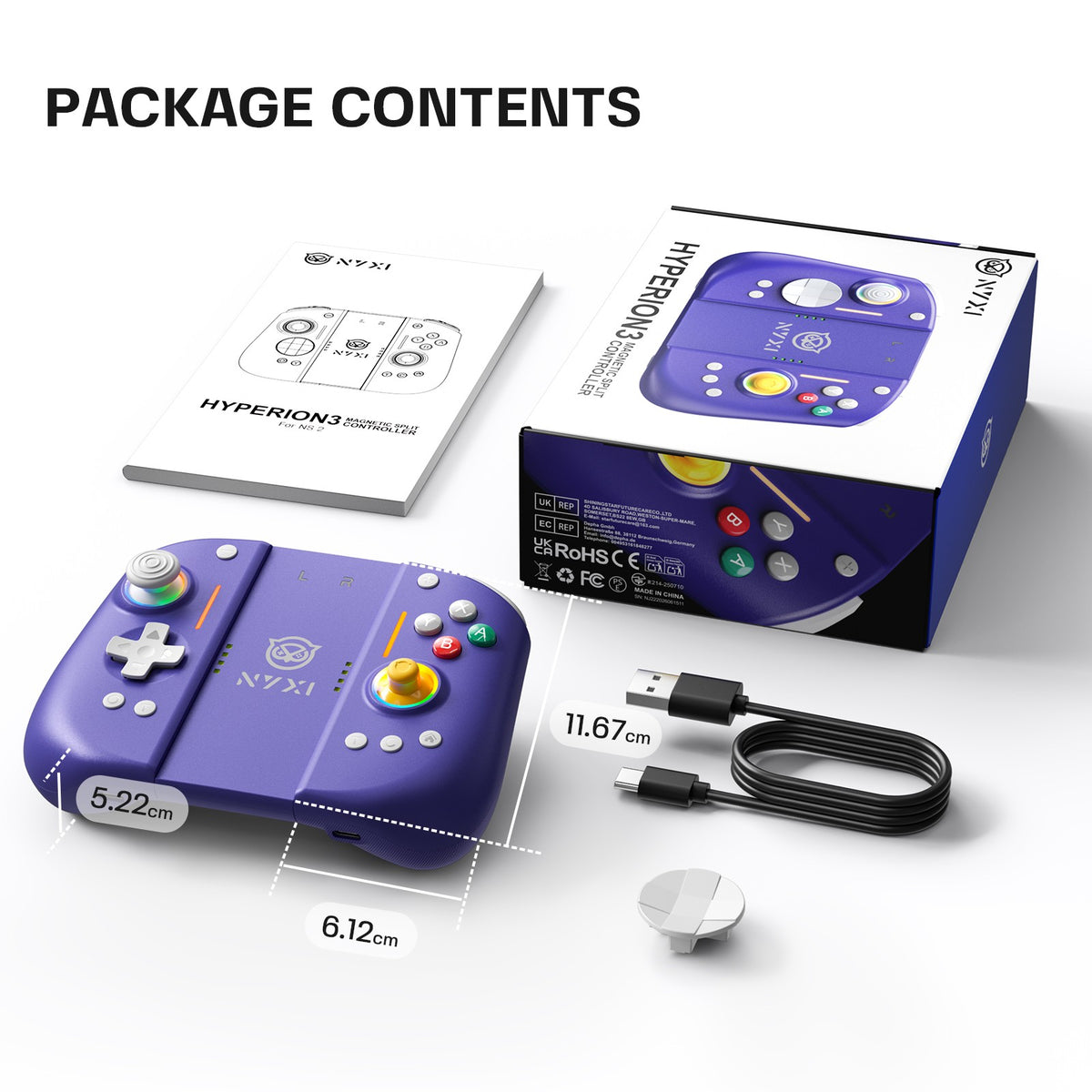 NYXI Hyperion 3 Wireless Switch 2 Joycon Gaming Purple