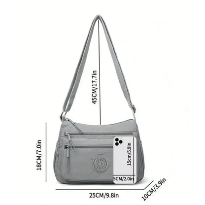 Women's Multi-Compartment Crossbody Bag, Tote Purse with Shoulder Strap, Water-Resistant Nylon Handbag for Moms, Gift Ideas