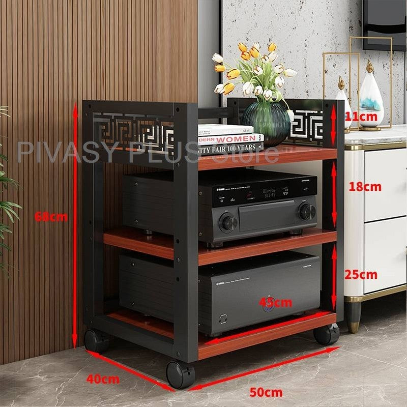 Rack Amplificador de Relevo 4 Cores, 3 Ajustes de Altura, Prateleira de Áudio, Suporte de Alto-Falante Grau E1 para Home Theater, Armazenamento de Amplificadores e Reprodutores